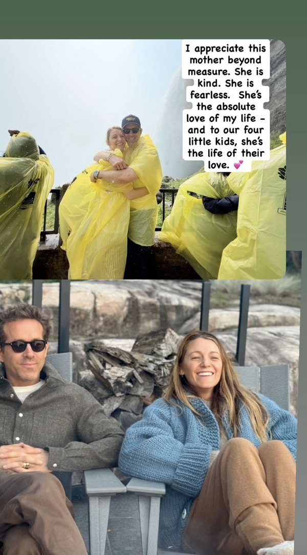 El domingo, Ryan Reynolds felicitó a la "valiente" Blake Lively por el Día de la Madre.vancityreynolds/Instagram