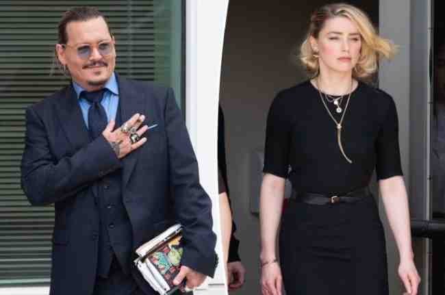 Una foto dividida de Johnny Depp y Amber Heard saliendo de la corte por separado