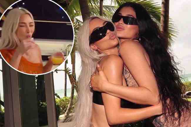 Kim Kardashian escupio un trago de licor y tosio en la fiesta de cumpleanos numero 25 de Kylie Jenner