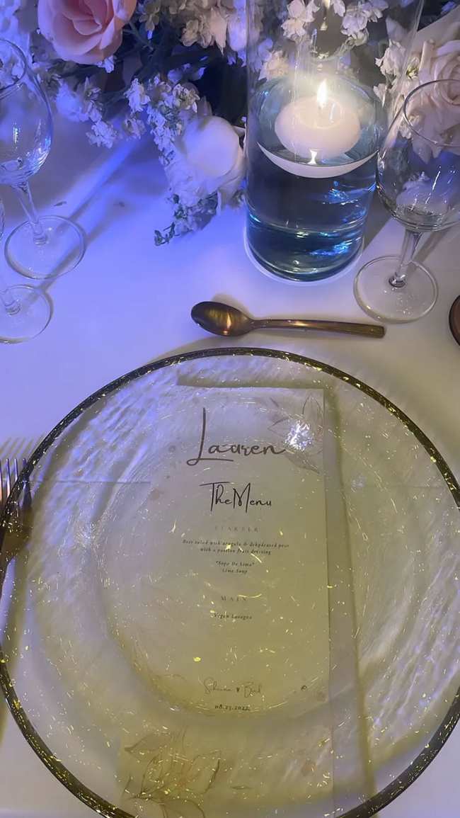 Lala Kent compartio una foto de su menu individualizado en la boda de Scheana Shay y Brock Davies