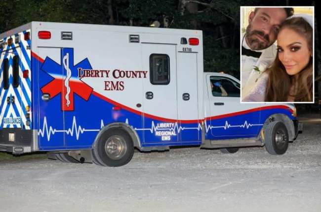 Se vio una ambulancia saliendo de la boda de Ben Affleck y Jennifer Lopez
