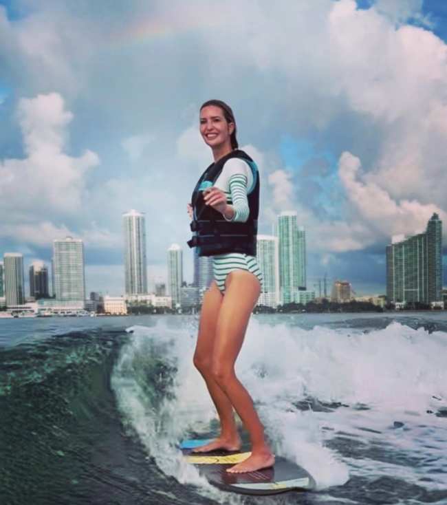 La ex primera hija publico un video en el que parecia estar practicando wakeboard