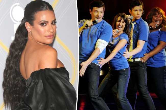 Una separacion de Lea Michele en una alfombra roja y en Glee