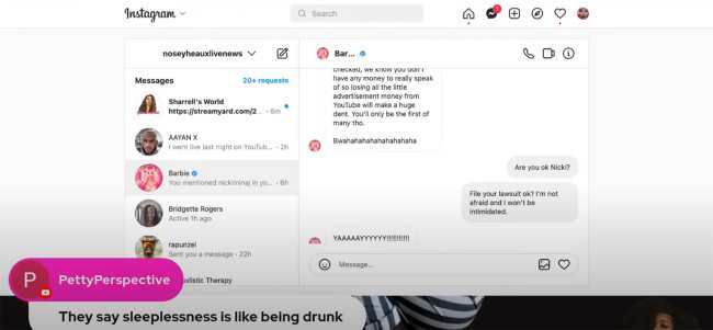 Nosy Heaux compartio un supuesto intercambio de mensajes directos de Instagram con Minaj