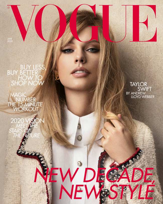              Swift tambien le confio a McGrath el glamour para su sesion de portada de Vogue britanica de enero de 2020            