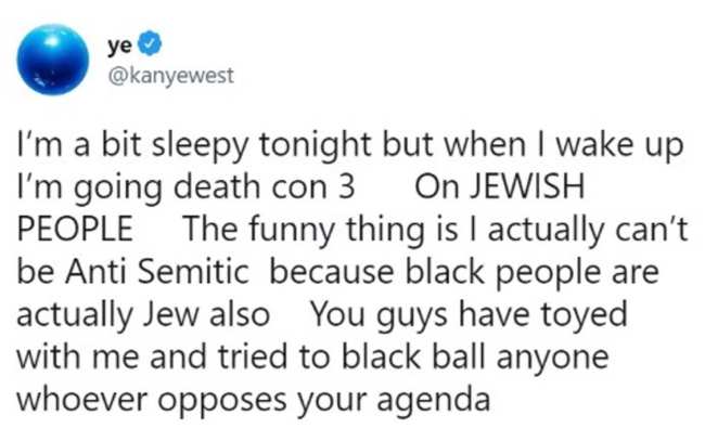              West tuiteo que queria ir a la muerte con 3 sobre el pueblo judio             