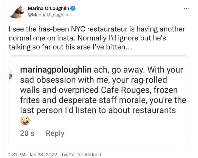              El critico de restaurantes acuso a McNally de servir fritas congeladas en sus restaurantes            