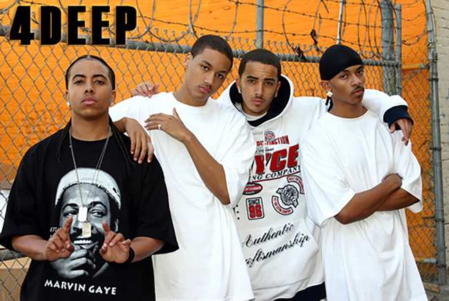              Ryan Fluis extremo izquierdo fundo el grupo de rap 4Deep con AE segundo desde la izquierda hace casi 25 anos            