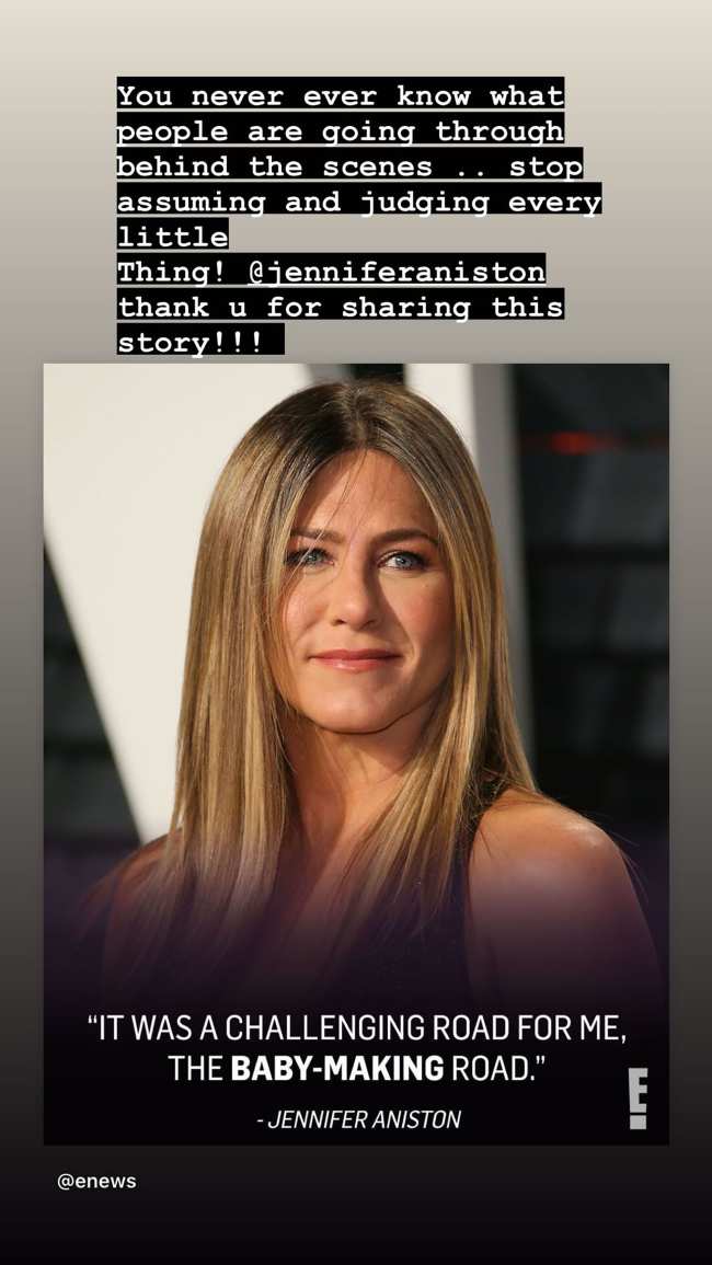              Cuoco volvio a publicar una de las citas de Aniston en su historia de Instagram             