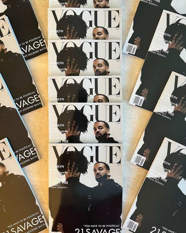              Conde Nast esta demandando a Drake y 21 Savage por una portada falsa de Vogue utilizada para promocionar su nuevo album            