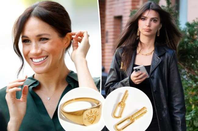Meghan Markle a Emily Ratajkowski con inserciones de un anillo y aretes de oro