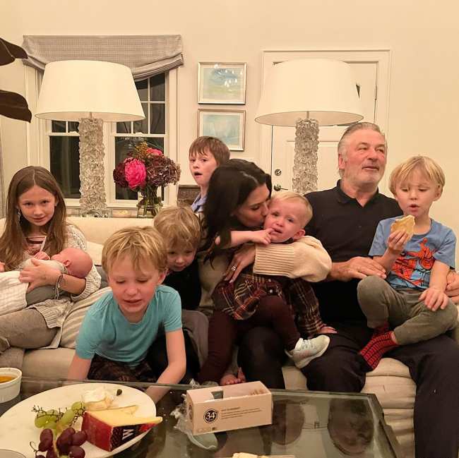              The Baldwins recently struggled to get a family photo with their seven kids             