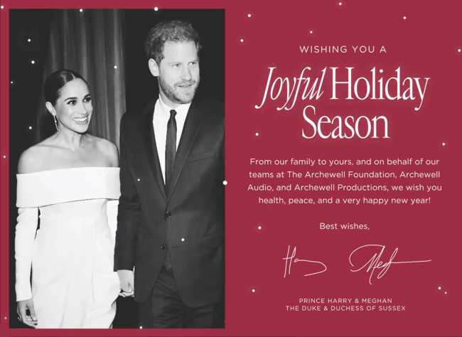 Tarjeta navidena del principe Harry y Meghan Markle