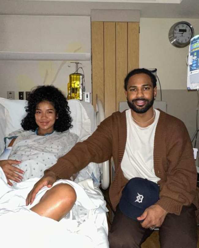 Big Sean y Jhene Aiko en el hospital antes del nacimiento de su hijo