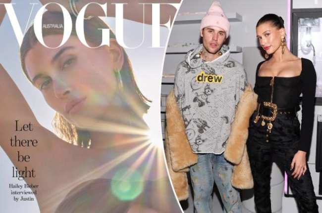Hailey Bieber aparece en la portada de la edicion de marzo de Vogue Australia
