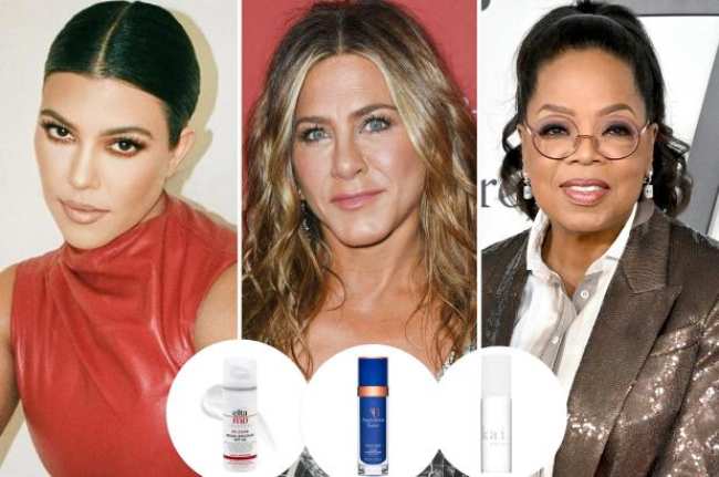 Kourtney Kardashian Jennifer Aniston y Oprah con inserciones de cuidado de la piel
