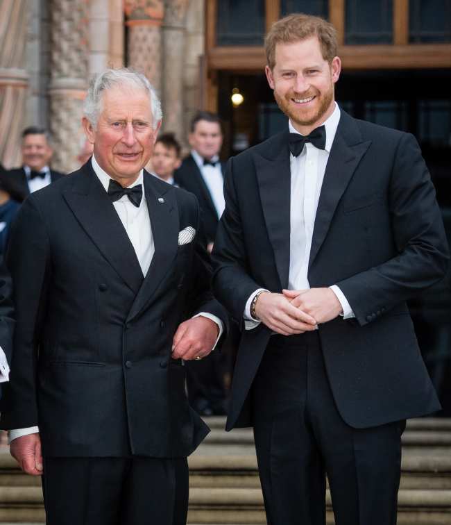              El principe Harry y su Pa el rey Carlos            
