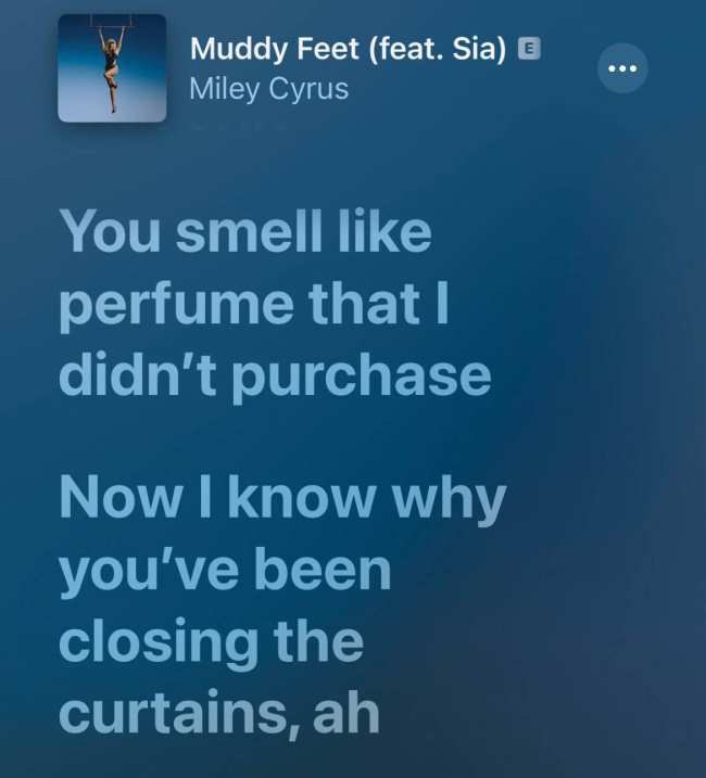              Muddy Feet trata sobre un hombre que huele como el perfume de otra mujer            
