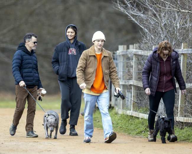 El domingo Zendaya dio un paseo con Holland sus padres y los perros de la familia