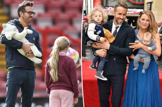 Ryan Reynolds se para en el campo de futbol con su hija se separo del actor y Blake Lively en la ceremonia del Paseo de la Fama