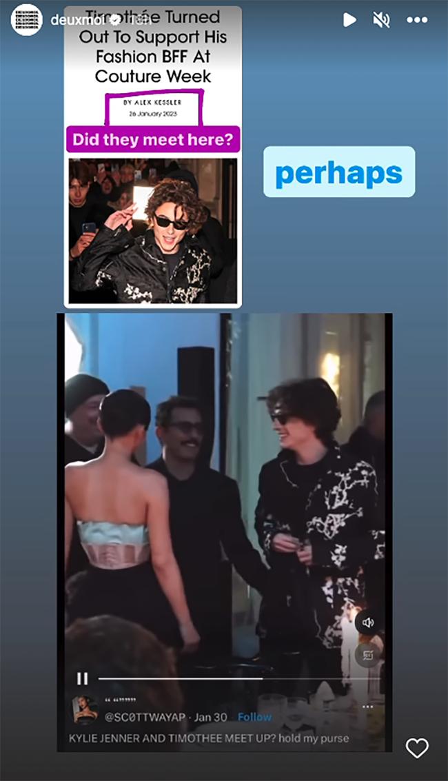 Jenner y Chalamet fueron vistos en una videoconferencia durante la Semana de la Moda de Paris