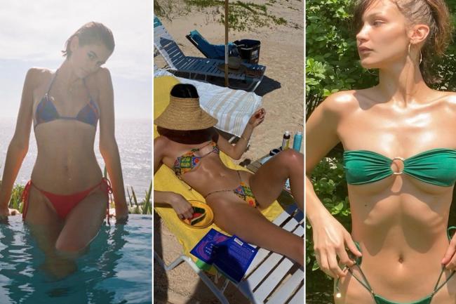 Kaia Gerber Kendall Jenner y Bella Hadid poseen dos piezas de moda de Sommer Swim