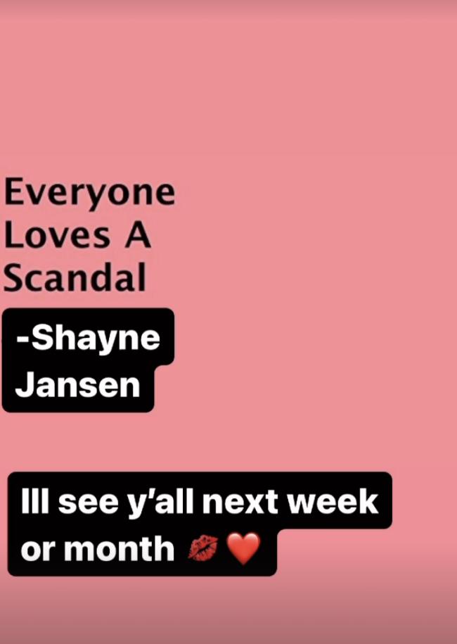 Shayne Jansen publico un extrano mensaje en Instagram en medio de preocupaciones por su salud