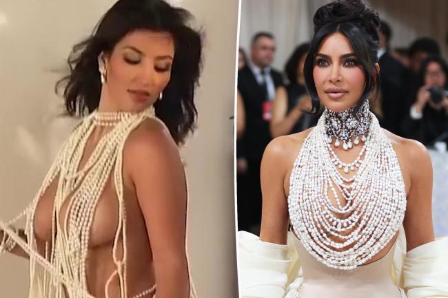 El vestido cubierto de perlas de Kim Kardashian les estaba dando a los fanaticos recuerdos de la moda