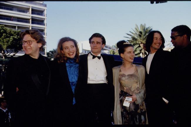 kate beckinsale, keanu reeves, denzel washington en el festival de cine de cannes de 1993