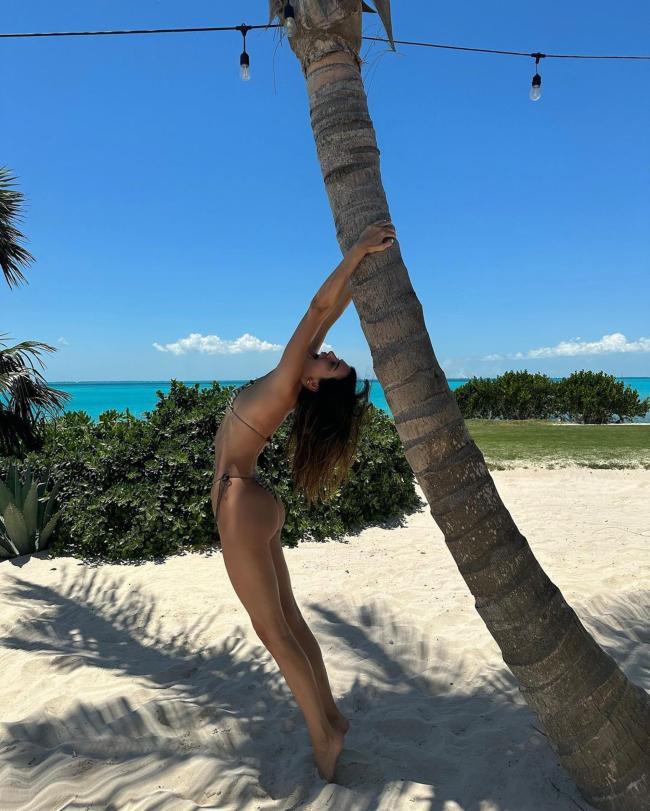 Kendall Jenner en bikini colgada de una palmera