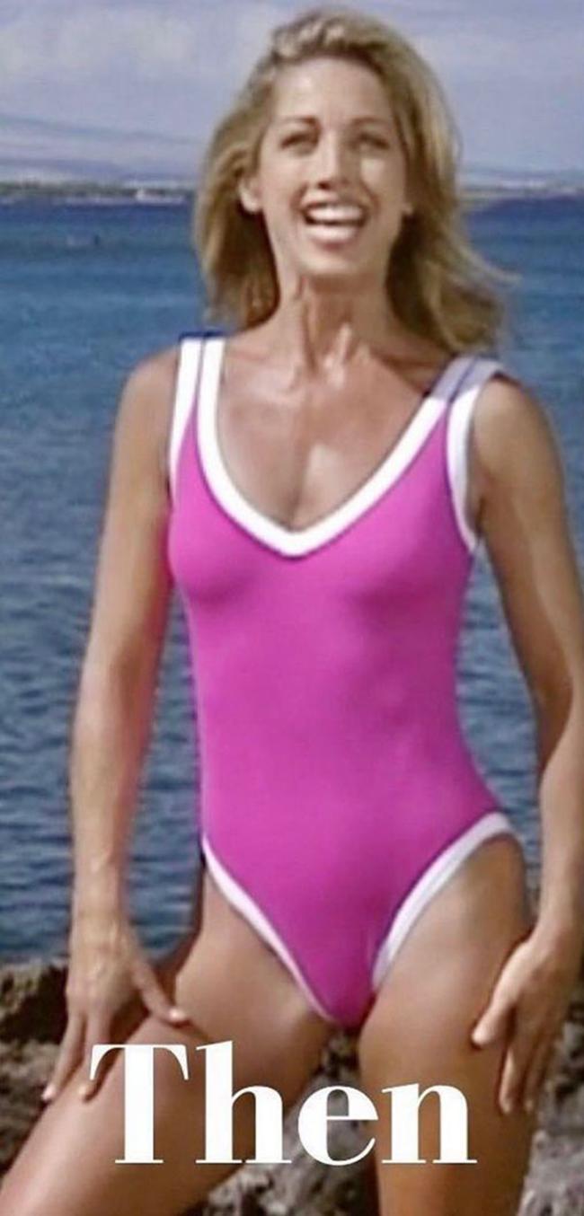 La gurú del ejercicio usó el mismo traje de baño cuando filmó su programa de televisión hace 30 años.