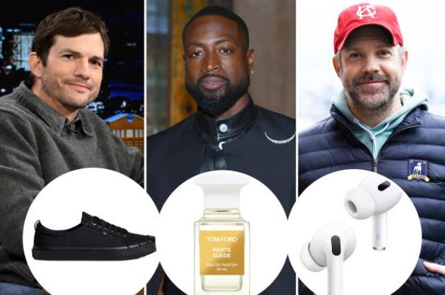 Ashton Kutcher, Dwayne Wade y Jason Sudeikis con inserciones de una zapatilla Cariuma, perfume Tom Ford y un par de Apple Airpod Pros