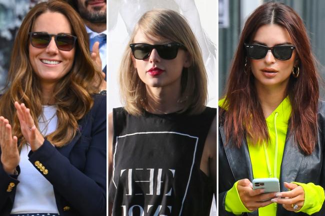 Kate Middleton, Taylor Swift y Emily Ratajkowski con gafas Ray-Ban.