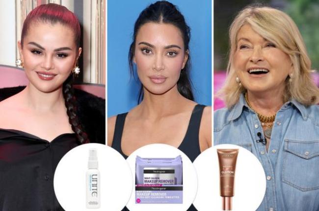 Una división de Selena Gomez, Kim Kardashian y Martha Stewart con inserciones de productos para el cabello, toallitas de maquillaje y un iluminador.