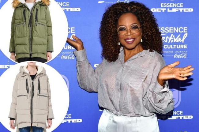 Oprah Winfrey con inserciones de una chaqueta Orolay