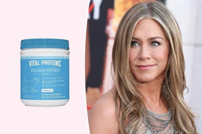 Jennifer Aniston se separó de un tarro azul de Vital Proteins