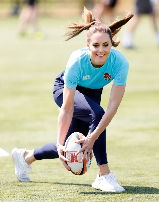 La Princesa de Gales mostró su lado deportivo en el partido de rugby.