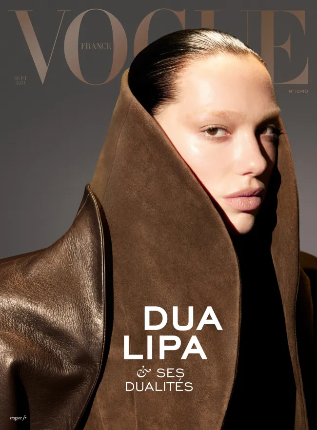 Dua Lipa cubrió la revista Vogue francesa (sin cejas) con looks dramáticos que evocaban a la “esposa” de Kanye West, Bianca Censori.