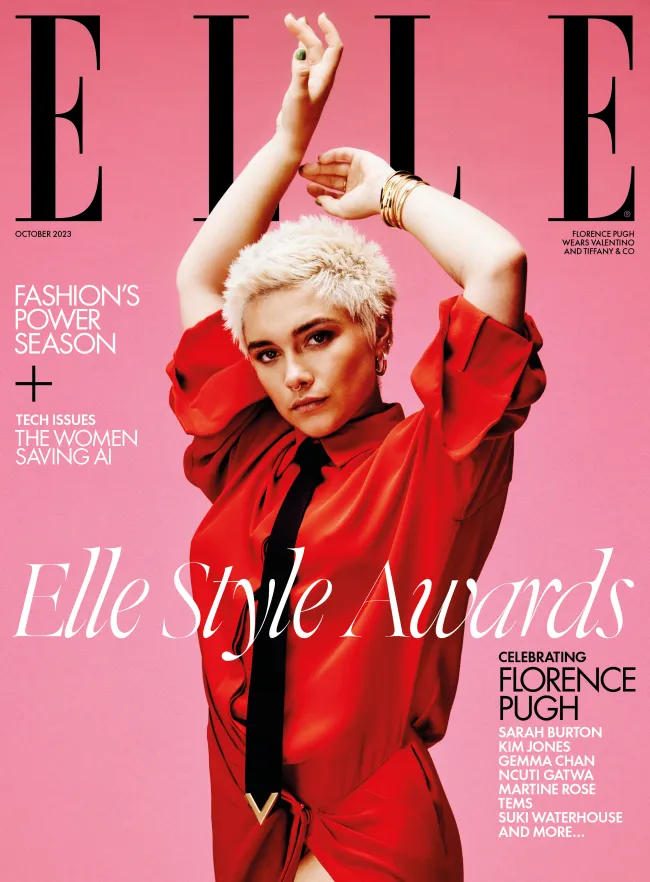 Pugh cubrió el tema de la moda cuando recibió el premio British Icon en los Elle Style Awards.