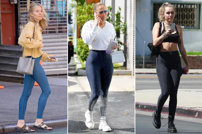 Sienna Miller, Jennifer Lopez y Miley Cyrus con leggings Beyond Yoga.