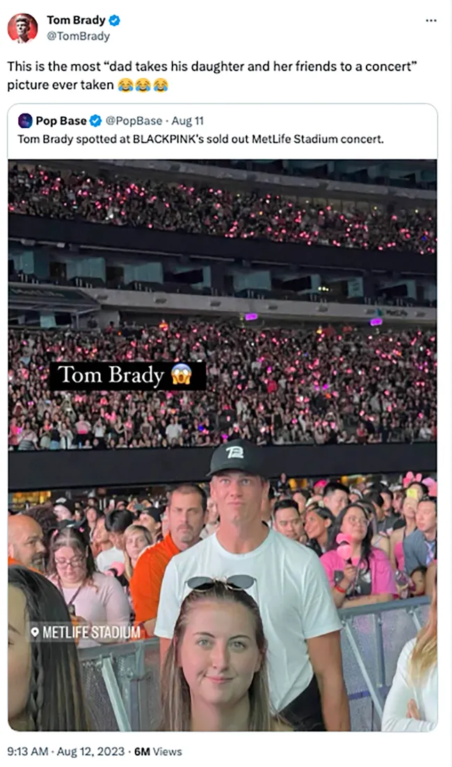 Tom Brady se burló de su expresión en el concierto de Blackpink.