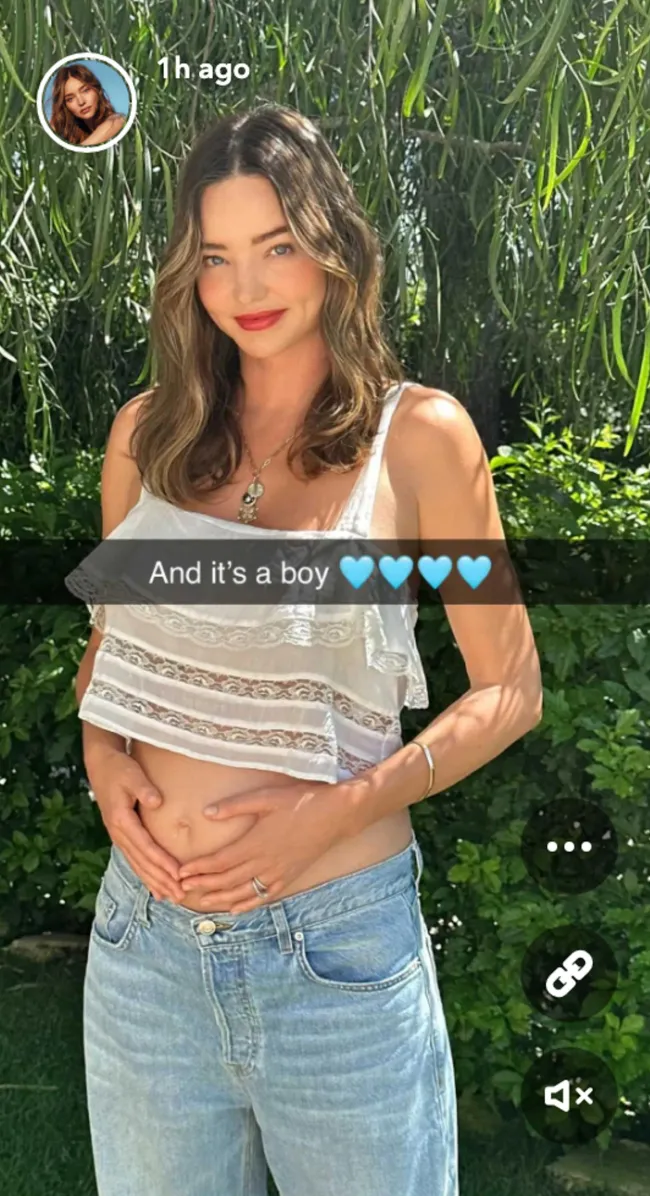 La modelo reveló el viernes a través de Snapchat que va a tener otro niño.