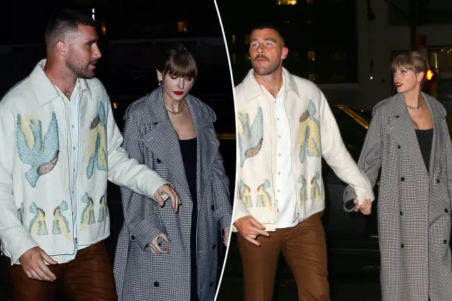 Taylor Swift y Travis Kelce lucieron enamorados en la fiesta posterior a “SNL”.