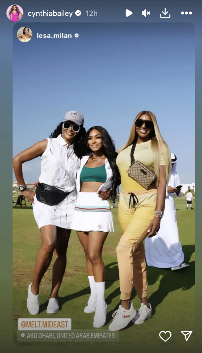NeNe Leakes se reunió con su ex compañera de reparto de “Real Housewives of Atlanta” Cynthia Bailey y la estrella de “Real Housewives of Dubai” Lesa Milan en el país del Medio Oriente.