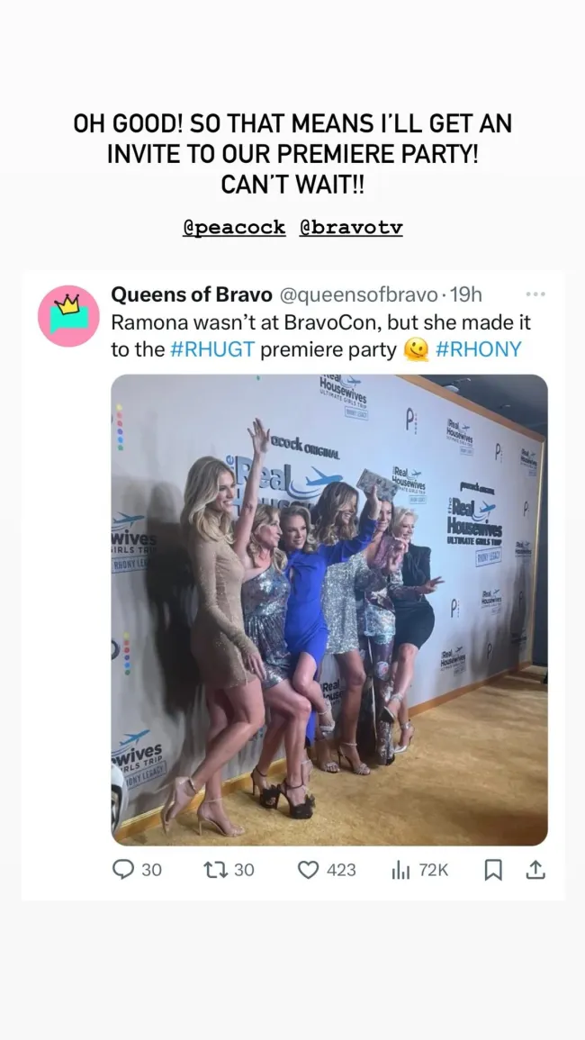 La alumna de “Real Housewives of Beverly Hills” escribió que “no puedo esperar” para asistir al estreno de su temporada no emitida de “RHUGT”.Brandy Glanville/Instagram