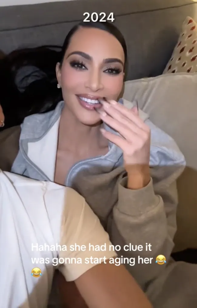 Kim Kardashian no es fanática del filtro de envejecimiento viral de TikTok.