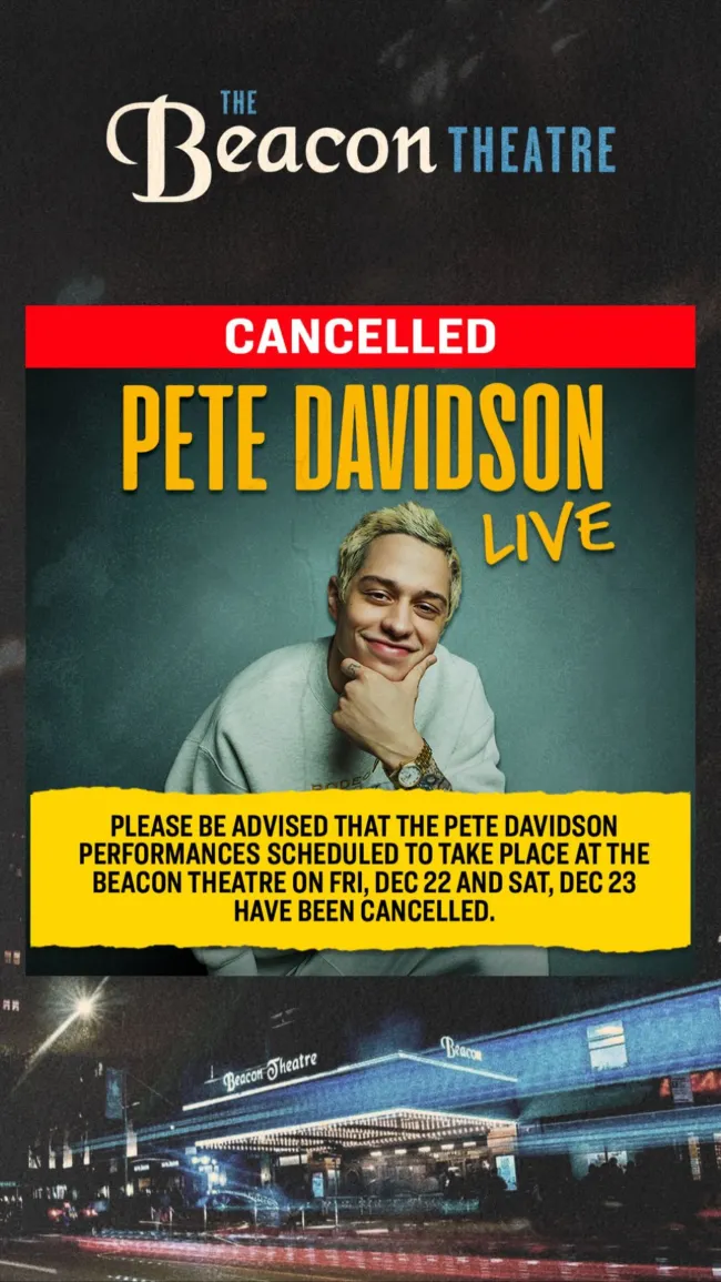 El Beacon Theatre recurrió a Instagram para revelar que el comediante canceló sus espectáculos de comedia del viernes y sábado por la noche.Teatro Beacon/Instagram