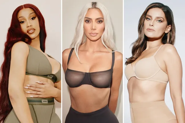 Cardi B, Kim Kardashian y Nelly Furtado vistiendo Skim