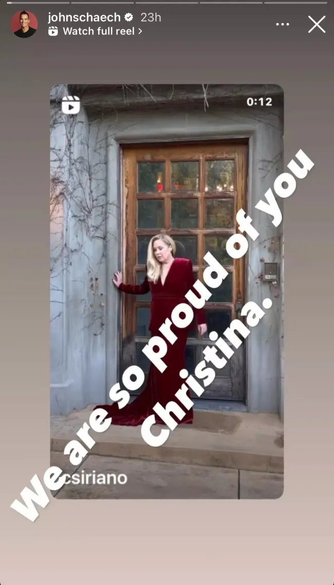 Una captura de pantalla de la historia de Instagram de Johnathon Schaech sobre Christina Applegate