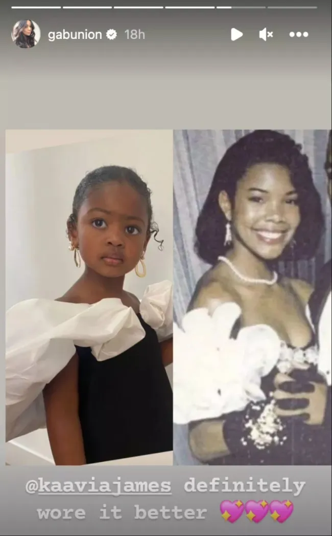 La hija de Gabrielle Union, Kaavia, recrea el look de graduación de los 90 de su madre